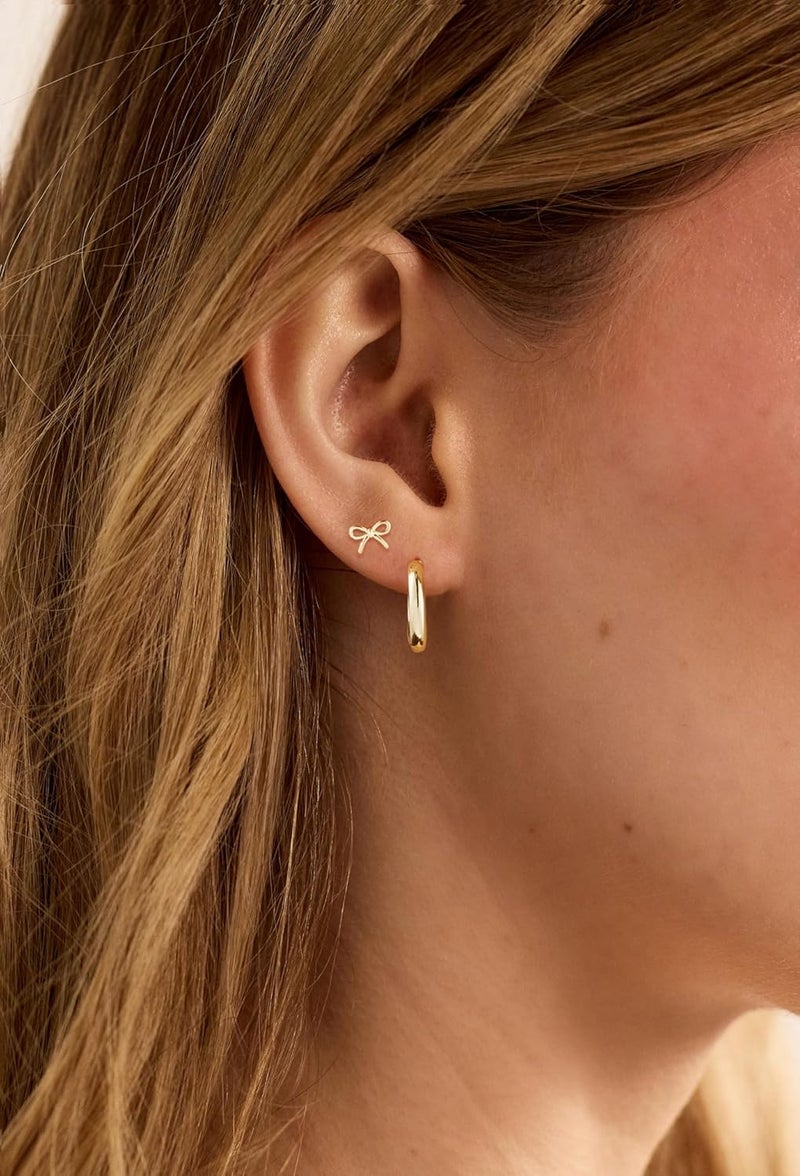 Rotnso Gold Hoop Earrings Set for Women Trendy, 14K Gold Plated Chunky Hypoallergenic Small Diamond Cartilage Hoops Cute Cubic Zirconia Dangle Stud Earrings Jewelry Gifts - Image 2
